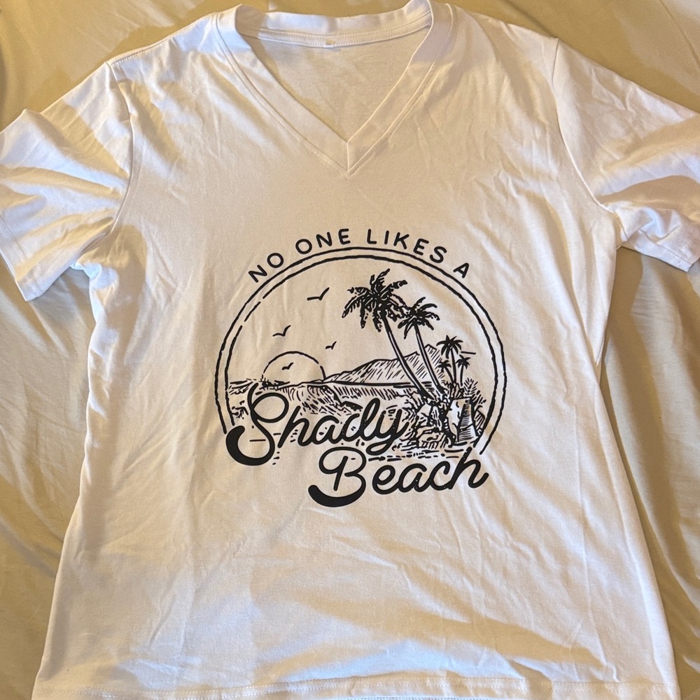 YNS Generic White Shady Beach Tee